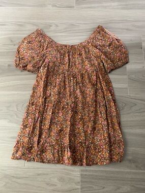 wild fable Floral Tiered Strapless Dress - Pink & Rust Tones